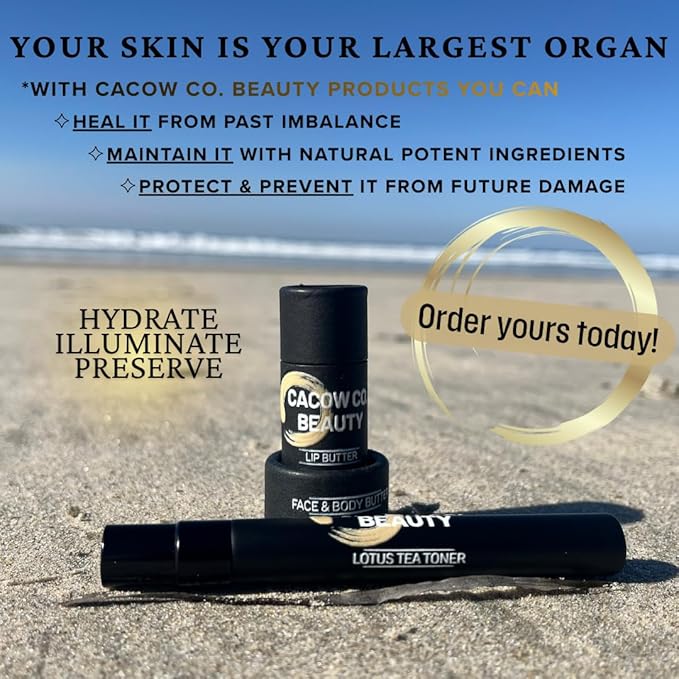 The Sample Pack - Travel Size of our 3 Signature Products - The Lip Butter, The Face & Body Butter, The Lotus Tea Toner