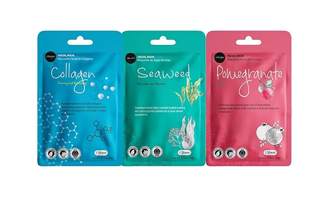 Celavi Essence Facial Sheet Face Mask Variety Set Classic Authentic Korean Moisturizing Skincare (Variation 1, 12 Count (Pack of 2))