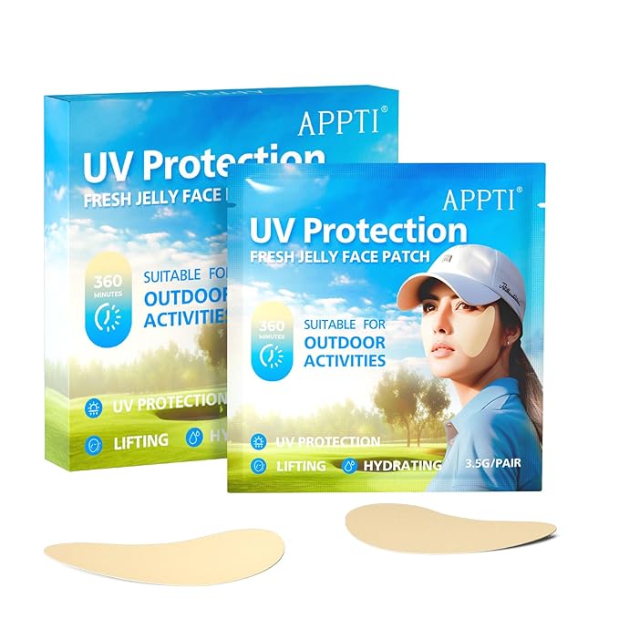 Golf Patches 5-Pairs, Outdoor UV Protection Face Patch, Facial Mask Patches, Hydrating Skin Care Sunscreen Patch, Suitable for Outdoor Activities