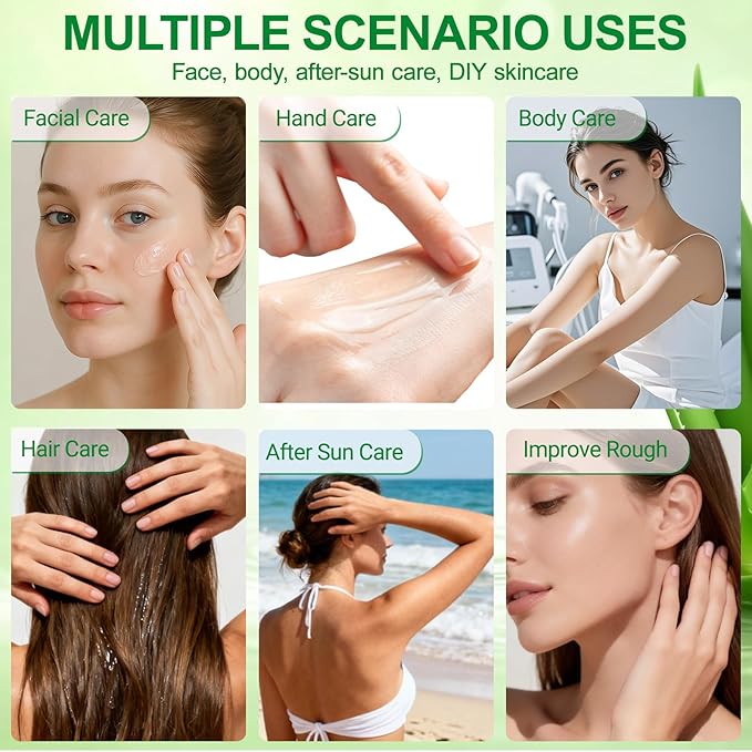 Erinde 10 Pack Aloe Vera Gel for Face, Hair & Body, 99% Pure Aloe Vera Gel for Sunburn Relief, After Sun Skin Care Relief, Skin Care Bulk Soothing Hydrating Aloe Gel Travel Size for All Skin Types