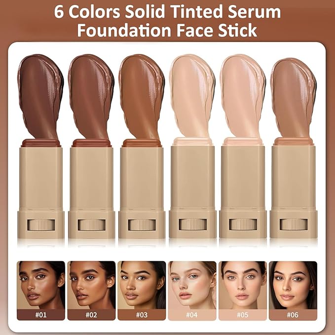 Beauty Balm Serum Boosted Skin Tint, Foundation Stick, Tinted Moisturizer for Face, Full Coverage Foundation, Concealer Stick for Foundation Makeup, Contour Sticks for Face Makeup, Dewy Finish (＃01)
