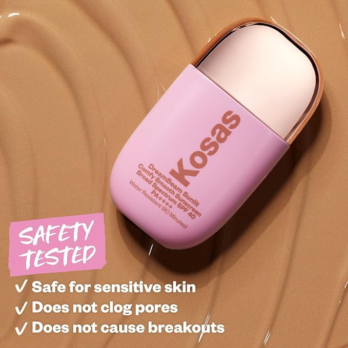 Kosas DreamBeam SPF 40 Mineral Sunscreen for Face + Makeup Prep – Lightweight Hydrating Sun Protection, 40 ml