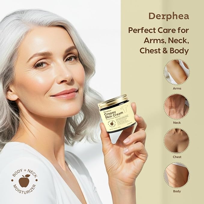 Crepey Repair Cream for Aging Skin: Crepe Skin Repair Treatment with Pure Beef Tallow, Soluble Collagen & Apple Fruit - Advanced Crepe Fix Cream for Neck, Arms, Chest, Body - Unscented 2 Pack