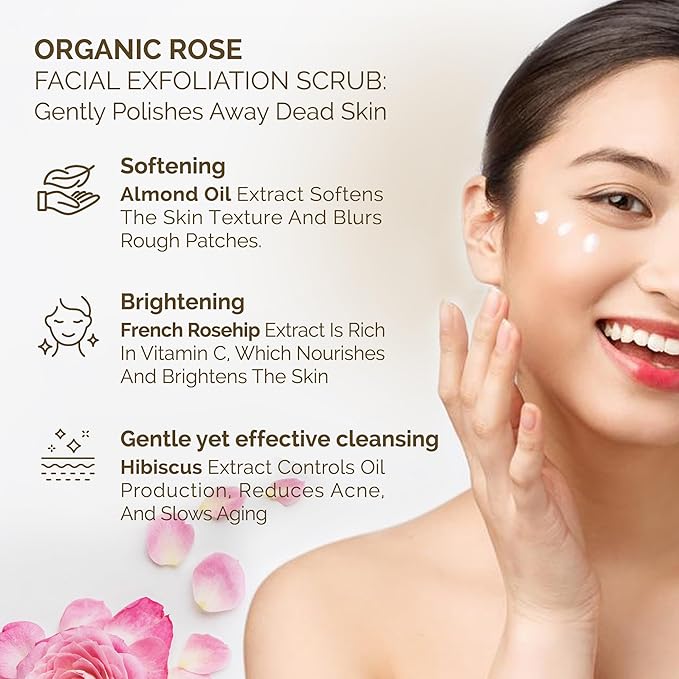 Rose Collection Skincare Gift Bundle – Hydrating, Brightening & Exfoliating Skincare Set for Radiant, Smooth Skin