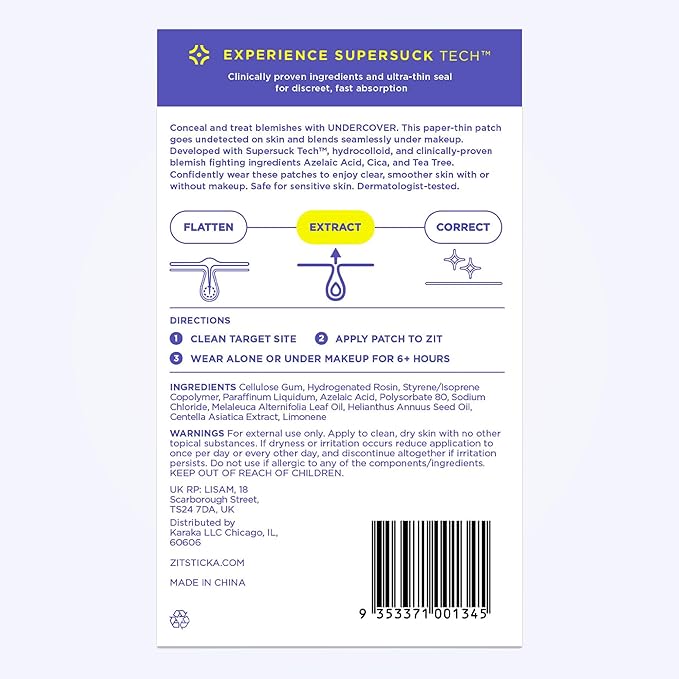 ZitSticka Invisible Daytime Pimple Patches, Hydrocolloid Patches for Face, Ultra-Thin Clear Azelaic Acid & CICA Blemish Patches, Pimple Stickers (UNDERCOVER 72 Ct)