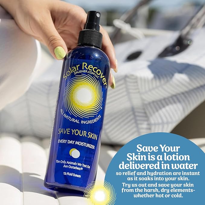 Solar Recover After Sun Moisturizing Spray & Hair Detangler Combo (3 Pack) - 12oz Full Size + 2oz Travel Size Hydrating Facial and Body Mist for Sunburn Relief + 8oz All Natural Leave-In Conditioner