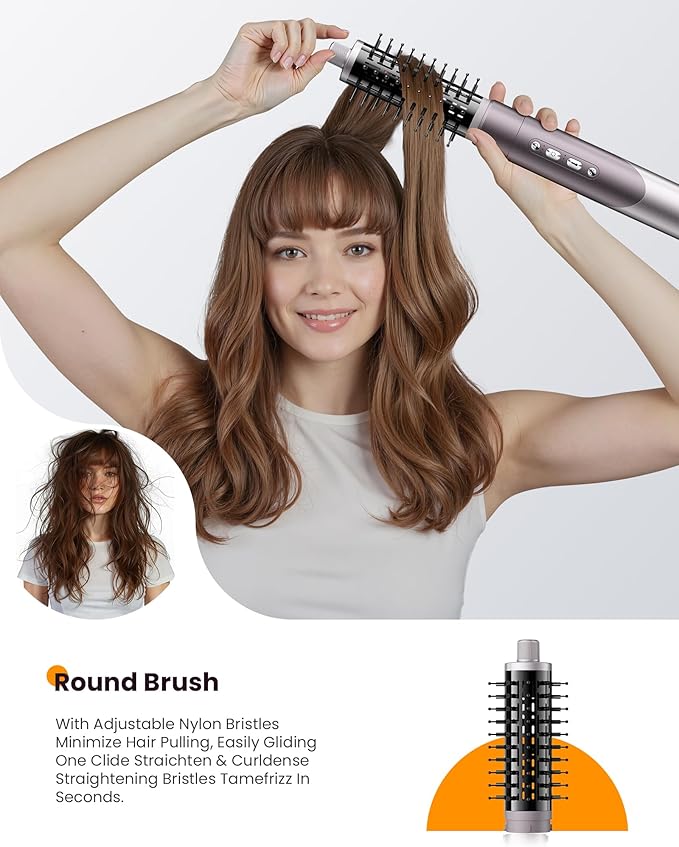 MESCOMB Upgraded Infrared 6 in 1 Hot Air Styler Wrap- Dual Voltage Hair Dryer| Fast Drying & No Heat Damage, Professional Multi-Styler for Curling, Volumizing & Smooth Straightening (100V-240V),Purple