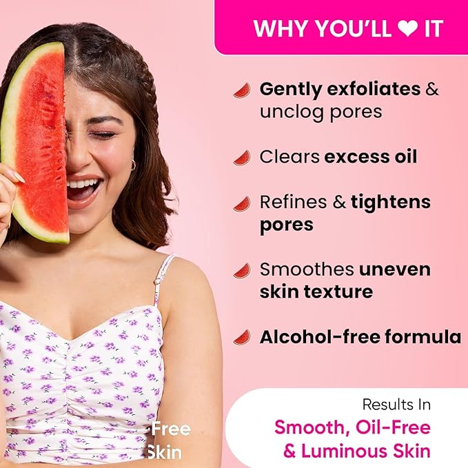 DOTT & Keyy Watermelon SuperGlow Glycolic Toner, Pore Tightening, Alcohol Free, for All Skin Types, 150 ml