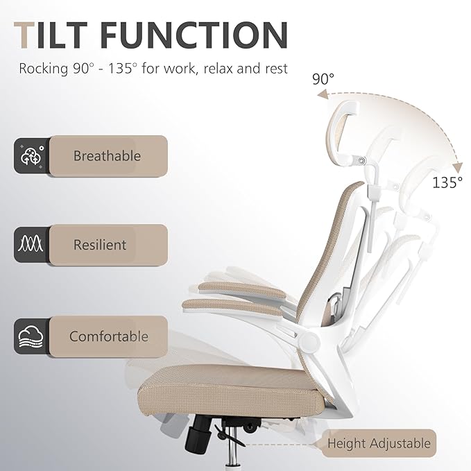 Ergonomic Office Chair Desk Chair - Mesh Computer Chair with 360° Swivel Wheels, Adjustable 90-130° Recline & Lumbar Support for Home Office, Supports up to 350lbs