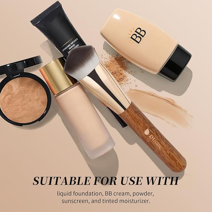 DUcare Angled Foundation Brush for Flawless Makeup Application Professional Liquid, Cream Powder Foundation Brush with Dense Bristles(Triangle)