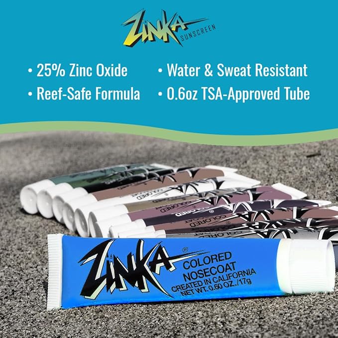 Zinka Colored Zinc Oxide Sunblock – High Zinc Formula for Nose and Face, Water & Sweat Resistant, Blue