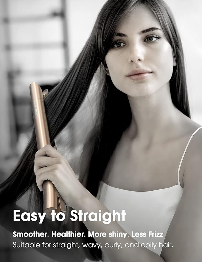ANGENIL Nano Titanium Flat Iron Straightener and Curler 2 in 1, Fast Heating, Dual Voltage 1 Inch Styling Iron for All Hair Types