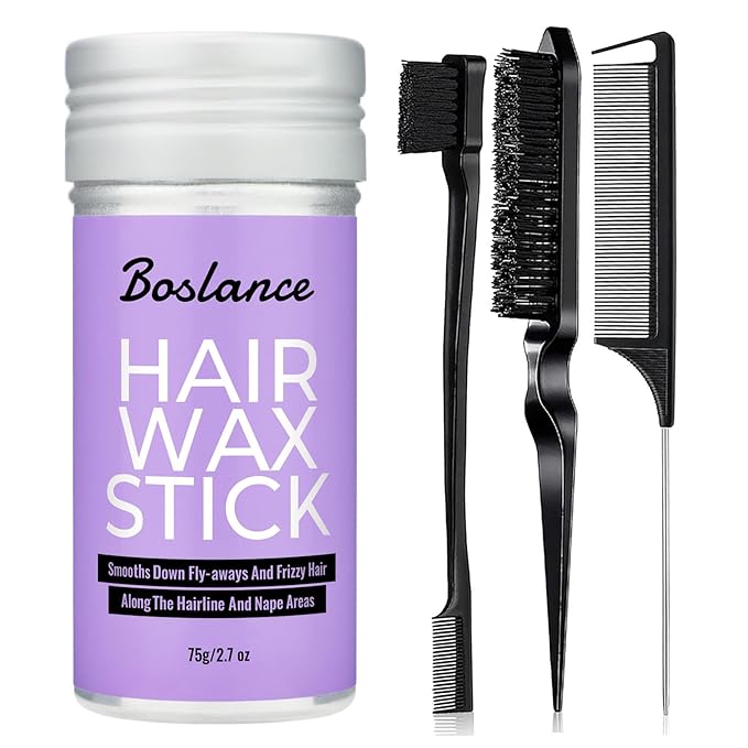 Slick Back Hair Brush Set With Hair Wax Stick，Hair Bun Maker&Sleek Ponytail Etc For Styling Accessories，Taming Flyaways ，Frizz，Edge Control，Smoothing Hair Down ，Hair Pomade Stick For Kids Women&Men