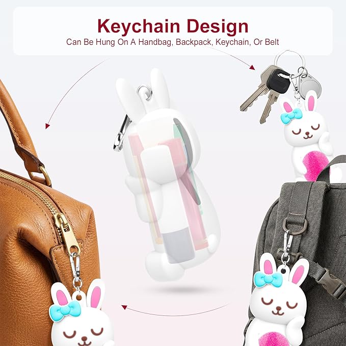 BrainKer Chapstick Holder Key Chain Cute Cartoon Design Lip Balm Holder Keychain Storage Bag Silicone Lip Gloss Holder Case