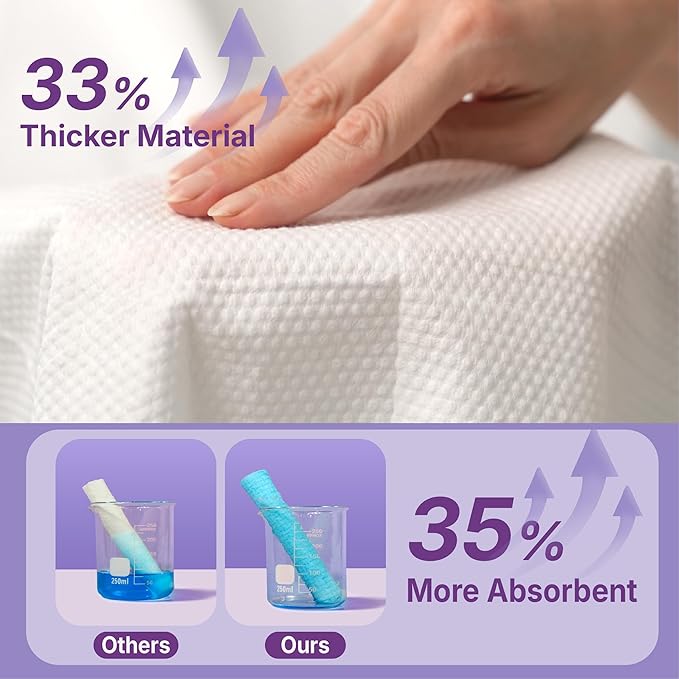 100% Cotton Disposable Face Towels 240 Count, Soft Cotton Tissue for Sensitive Skin, Makeup Remover Dry Wipes, Lint Free Facial Cleansing Cloths for Baby & Adult, Hanging Bag