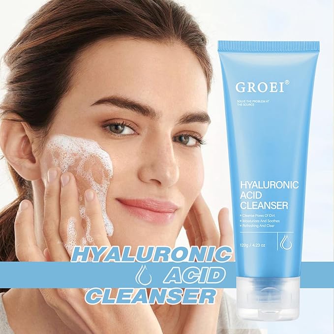 Hydrating Hyaluronic Acid Facial Cleanser for Women - Gentle Oil Cleanser for Face, Korean Skincare Formula, Deep Pore Cleansing, Moisturizing & Refreshing, 120g/4.23oz