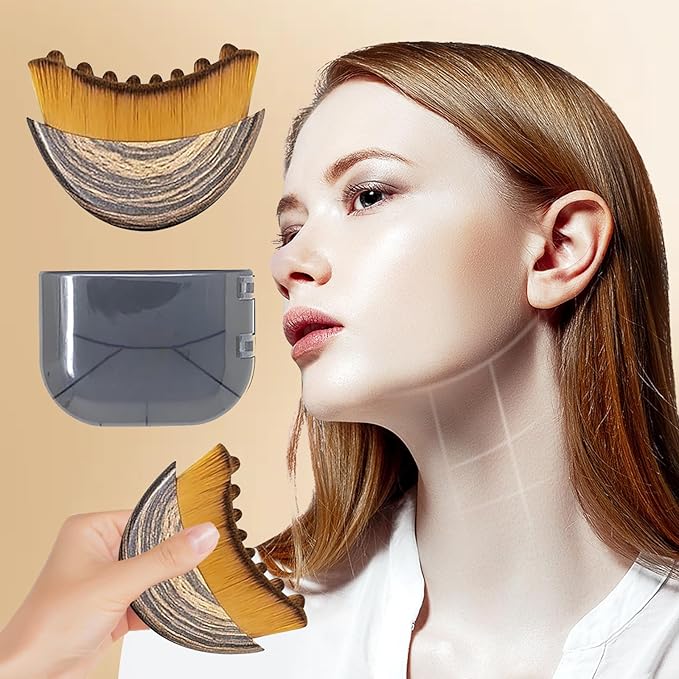 2PCS Lymphatic Contour Face Brush - Ultra-Soft Bristles for Facial Lymphatic Drainage, Chin & Jawline Sculpting, Ergonomic Design for Depuffing - Gua Sha Brush Alternative, Dry Brush for Face