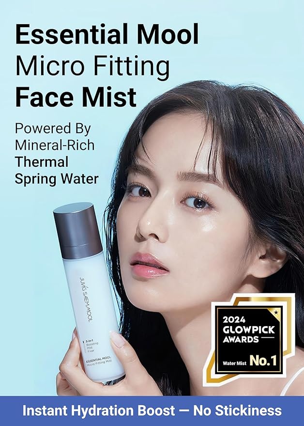 JUNG SAEM MOOL Essential Mool Micro Fitting Mist | Micro-Fine Setting Spray for Makeup & Hydrating Primer for Face with Thermal Spring Water, Long-Lasting Fix & Dewy Finish, Korean Makeup (4.06 Fl Oz)