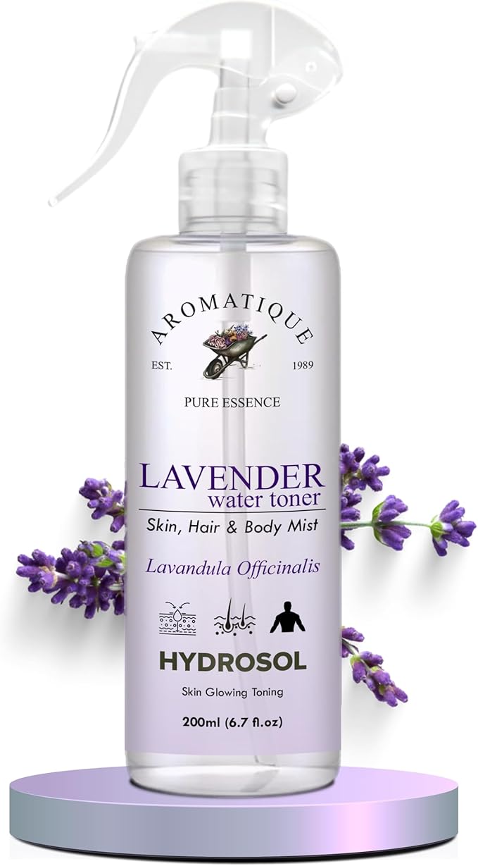 Aromatique Lavender Water Toner/Mist Spray/Hydrosol for Soothing Skin & Hair Hydration Solution - Balances, Refines & Enhances - Gentle for All Types - Daily Use