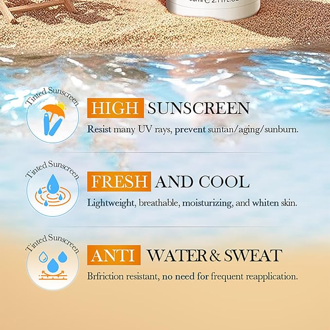 Vitamin C Mineral Sunscreen SPF 50, Tinted Sunscreen for Face, Moisturizing Facial Sunscreen with Zinc Oxide, Broad Spectrum UVA/UVB Protection, Non-Greasy, Travel Size (2PC)
