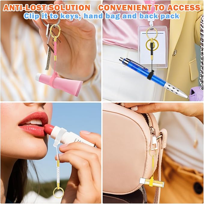 WK IEASON Lip Balm Holder for Chapstick Lipstick Lip Gloss Keychain, Small Christmas Gifts Stocking Stuffers for Teen Girls