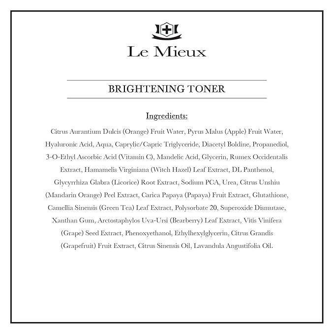 Le Mieux Illuminating Toner - Hyaluronic Acid & Witch Hazel Toner for Face, Facial Solution for Glowing Skin, Help Minimize Dark Spots & Uneven Tone, No Parabens or Sulfates (6 oz / 180 ml)