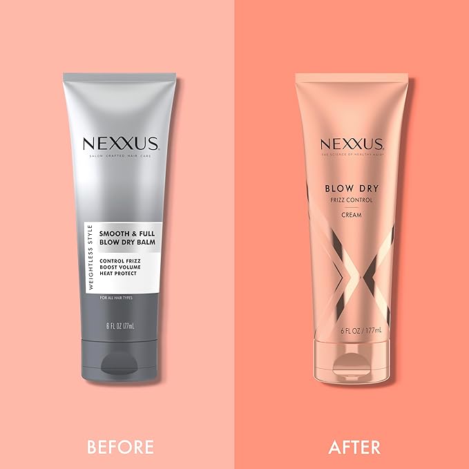 Nexxus Blow Dry Cream Frizz Control for Weightless Style & Volume,with StyleProtect Technology 6 oz,(Pack of 2)