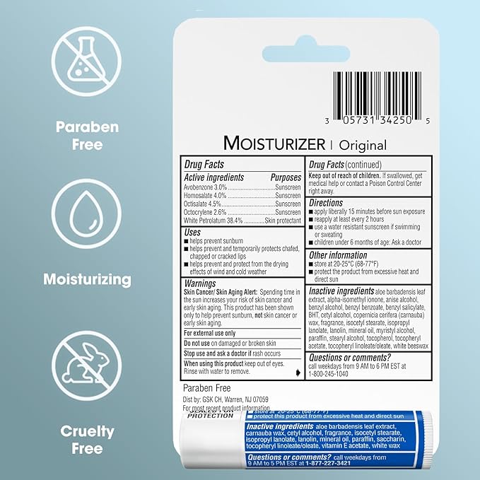ChapStick Moisturizer 2-in-1 Lipcare 10-Pack (SPF 12 & 15) – Original Lip Balm with Broad Spectrum SPF, Aloe & Vitamin E, 0.15 Oz Ea