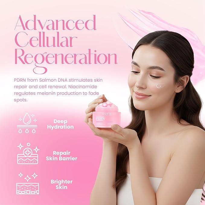 Pink Collagen PDRN Capsule Cream – Hydrating & Radiance-Boosting Face Moisturizer with PDRN (Sodium DNA), Niacinamide 5% & Collagen Capsules – 60g / 2 oz
