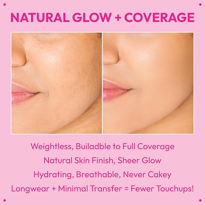 Ruby Kisses Cushion Foundation, Full Coverage Korean Makeup, Lightweight & Long Lasting, All Day Natural Glowy Finish for All Skin Types with Hyaluronic Acid & Bakuchiol (Golden Beige, 0.52 Ounce)