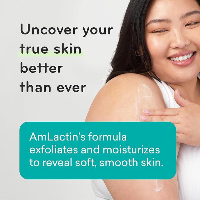 AmLactin Daily Nourish - Therapeutic Face and Body Lotion for Dry Skin - No-Scrub Exfoliator and Moisturizer with 5% Lactic Acid AHA, Safe for Sensitive Skin, 7.9 oz (Packaging May Vary)