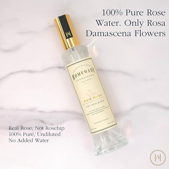 HMA | 100 Percent Pure Rose Water Facial Mist – Steam-Distilled Rosa Damascena Hydrosol | Alcohol-Free Toner & Hydrating Face Spray | Natural Skin Refresher for All Skin Types | 3.38 FL Oz