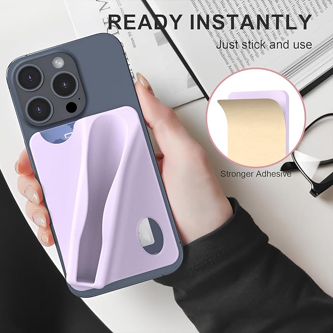 DOB SECHS Large Silicone Lip Holder with Card Holder Compatible with Summer Fridays, Tower 28, Laneige Lipstick Lip Glaze Phone Case Back Stick On Holder for iPhone and Android Smartphones,Purple