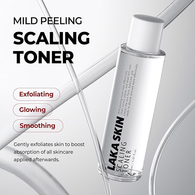 Laka Skin Care Scaling Toner, 150ml/5.07 fl.oz, Mild Peeling for Face, PDRN, Soothing Dead Skin Cells, Hyaluronic Acid, AHA, PHA, Korean Skin Care