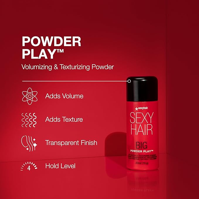 SexyHair Big Powder Play Volumizing & Texturizing Powder, 0.53 Oz | Colorless on Hair | Fragrance Free | Instant Lift (Pack of 2)