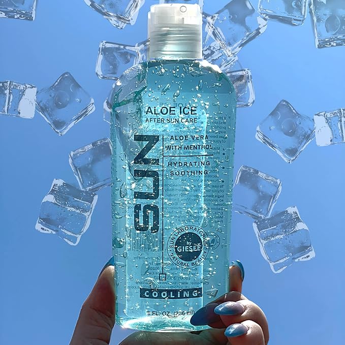 Sun Laboratories by Giesee Aloe Vera Ice Gel - Pure Organic Aloe Vera Gel, After Sun Lotion with Aloe for Sunburn Relief, Natural Aloe Vera Gel for Sunburn Recovery, Soothing Aloe Vera