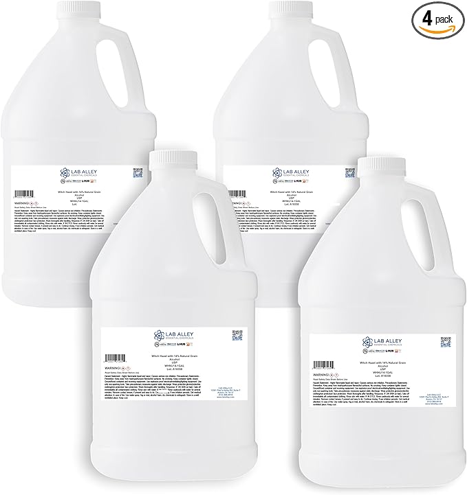 Lab Alley Witch Hazel, 100% All Natural Distilled with 14% USP Natural Grain Alcohol - 4 Gallons (Pack of 4 x 1 Gallon Bottles)