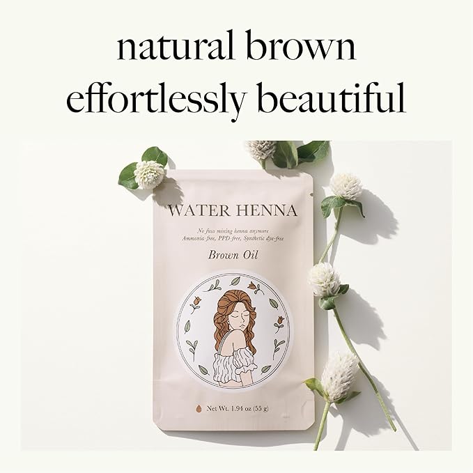 Natural Henna & Indigo Hair Dye | Covers Gray/White Hair Only | PPD-Free Gray Coverage, Quick Application Liquid Formula, Synthetic Dye-Free, Nourishing Oil + Color Set, Made in Korea (Brown)