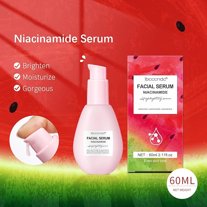 75ML Watermelon Niacinamide Serum, Watermelon Hydrating Serum With Hyaluronic Acid,Brighten Moisturizing,Lightweight Toner, 2.64Fl Oz