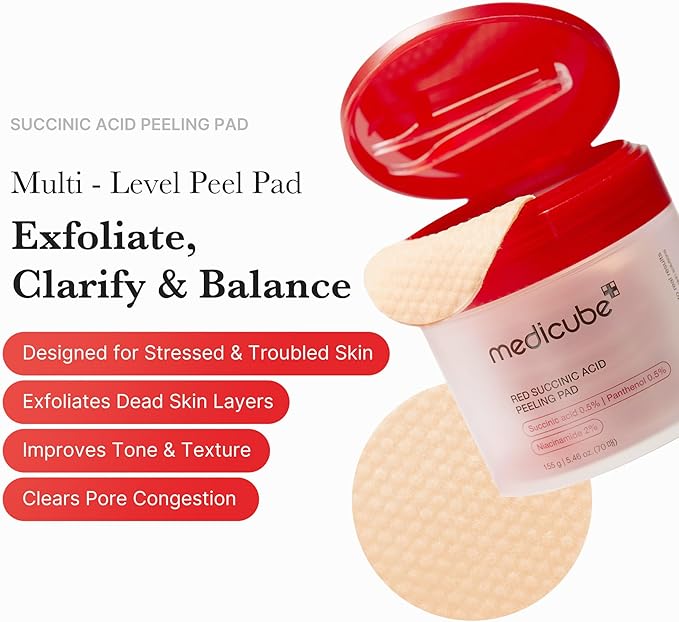 medicube Peel & Swipe Duo: Hypochlorous Acid Rice Peel Shot and Red Succinic Pad for Smooth, Clear Skin | Gentle Exofoliating Duo, Korean Skincare Set