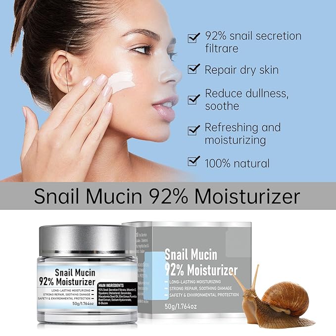 Snail Mucin 92% Moisturizer Daily Face Gel Cream, Crema de Baba de Caracol Original, Snail Secretion Filtrate Nourishing Cream, Moisturizer Face Cream Snail Mucin (2)