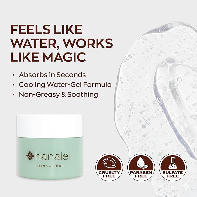 Hanalei Aloe Gel – Soothing After-Sun Care & Daily Moisturizer – Hydrating, Cooling Aloe Vera Gel for Face & Body – Cruelty-Free, Paraben-Free Skincare – Natural Moisturizer – Full Size - 100g