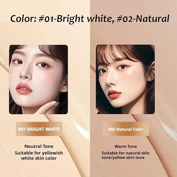 Luminous Dual-Ended Concealer Foundation Stick Korean 3 in 1, Double-Ended Stick Foundation, Flawless and Long-Lasting, Lightweight, Brightens, Long-Lasting for All Skin Types (#01+#02)