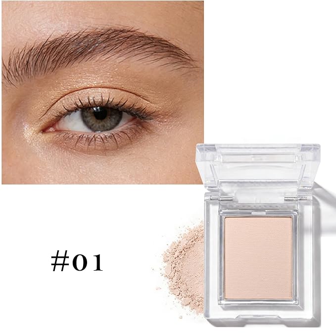 Matte Light Nude Brown Single Eye Shadow Palette, Neutral Powde Eye Shadow for Women, Eye Brightener Eye Shadow Primers, Monochrome Natural High Pigment Mini Eyeshadow, sombras para ojos