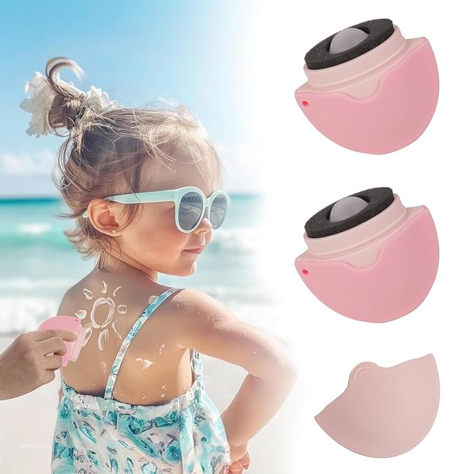 Sunscreen Applicator For Kids, Roll on Sponge Applicator for Sunscreen -Sunblock Buddy Brush Set with Protective Caps, Sun Lotion Applicator Sun Cream Brush for Adults & Families Travel, Purple