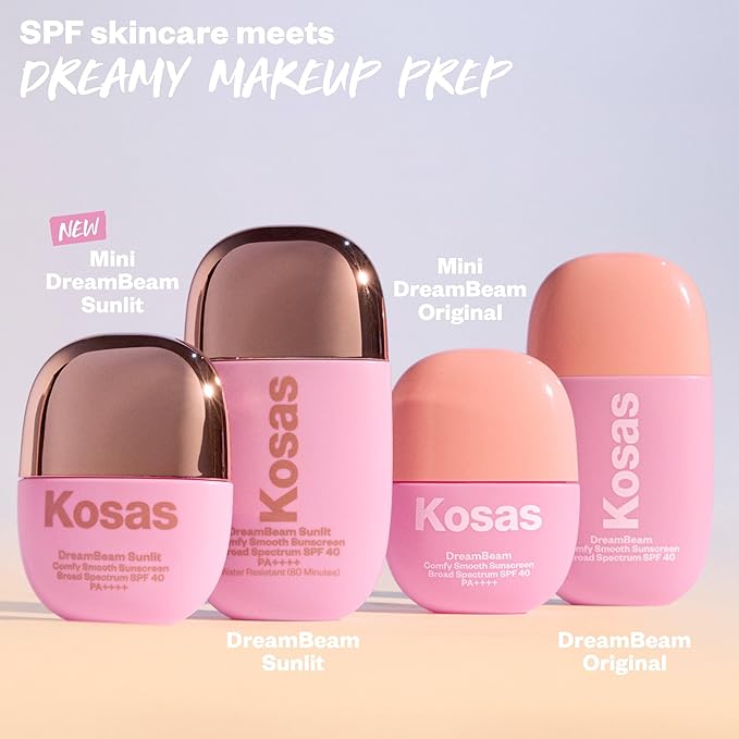 Kosas DreamBeam SPF 40 Mineral Sunscreen for Face + Makeup Prep – Lightweight Hydrating Sun Protection, 40 ml