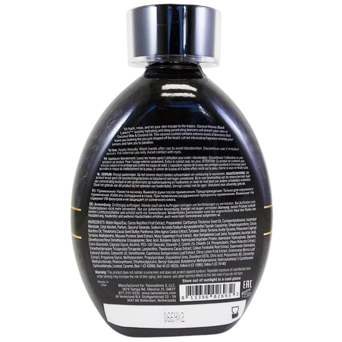 Ed Hardy Lotion Coconut Kisses Black Label Black DHA Skin Hydrating Bronze 13.5z, Antioxidant, Medium