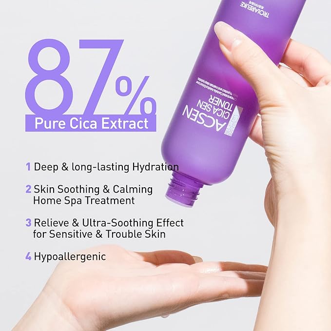 TROIAREUKE ACSEN CICA SEN Toner - Hypoallergenic, Relieve & Ultra-Soothing Effect for Sensitive, Trouble Skin, High CICA Concentrated Formula