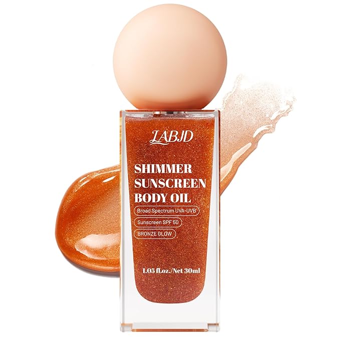 Sun Shield Body Glow, Broad Spectrum SPF 50, Infused with Shimmering Body Oil, Lightweight Shimmering Gel Texture Absorbs Quickly, Hydrates, Brightens, Non Sticky, Glowing Results, Bronze (1)