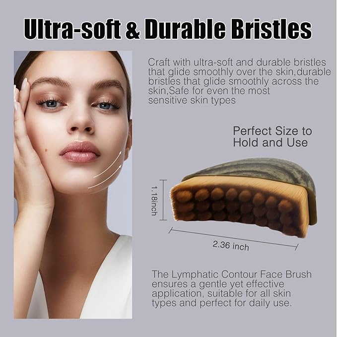 Lymphatic Contour Face Brush, Lymphatic Drainage Massager for Face, Ergonomically Designed to Fit The Skin Precisely.